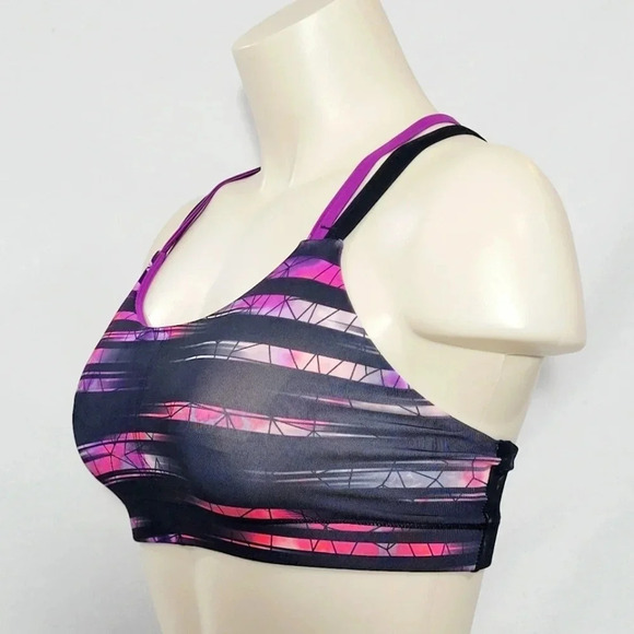 SMALL Champion C9 N9629 Strappy Back Wire Free Sports Bra Pink Stripe NWT New wi - Picture 3 of 9